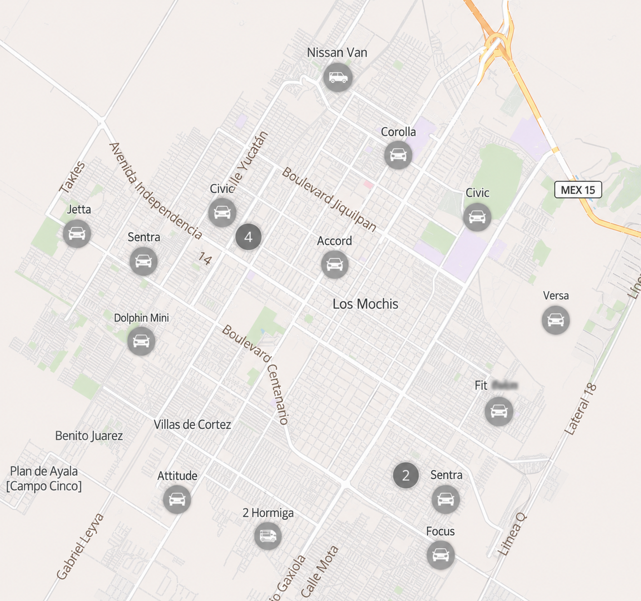 Mapa de unidades en línea